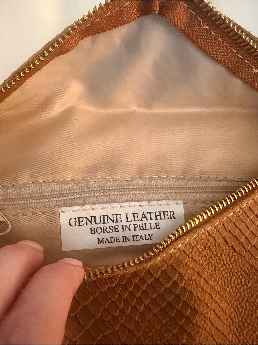Made in Italy Genuine Leather Tan Women’s Clutch
